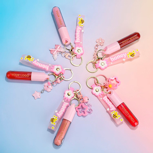 Set Lipgloss Anak Vegan Tahan Lama Anti Air Lucu dengan Label Pribadi, <span class=keywords><strong>Lip</strong></span> <span class=keywords><strong>Gloss</strong></span> Cair Mengkilap dan Mempertebal Bibir, Dilengkapi Gantungan Kunci - Product Image 3