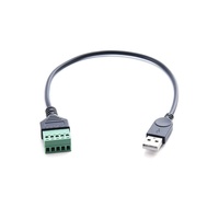 Cable adaptador de extensión USB 2.0 C Micro Mini5P macho a conector de terminal de tornillo verde con núcleo de cobre para carga y datos