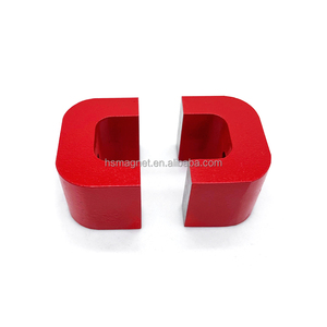 Grand <span class=keywords><strong>aimant</strong></span> permanent industriel en AlNiCo <span class=keywords><strong>rouge</strong></span> de 45 mm x 30 mm x 30 mm en forme de fer à cheval avec trou de 6,35 mm, force de traction de 11 kg - Product Image 4