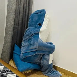 Custom Shark Wearable Blanket Adult Animal Warm Plush Soft Stitch Sleepwear Winter Cosplay Pajama Sharks Tail Blanket
