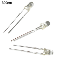 LED UV violette 3 mm 390-400 nm à pignon court, lentille ronde transparente, 30 100-150 mcd, trou traversant, 3,0-3,4 V, 80 mW