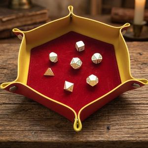PU Leather Handmade <b>Foldable</b> Hexagon Shape Single Tier Dice Tray Storage Box for Jewelry Keys <b>Office</b> Organizer - Product Image 4
