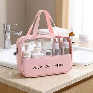 Custom Clear Pvc Portable Cosmetic <b>Tote</b> <b>Zipper</b> Closure Water Resistant Light Weight Large Capacity Travel <b>Bag</b> for Oem/Odm - Product Image 1