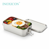 Boîte à lunch bento rectangulaire en acier inoxydable 304 INOXICON, étanche, durable et réutilisable, pour la conservation de la fraîcheur, facile à nettoyer