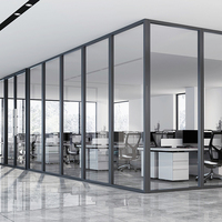Flexsapce New Modern Office Partition Wall Environment Wooden and Glass Partition Wall Swing or Sliding Door Options