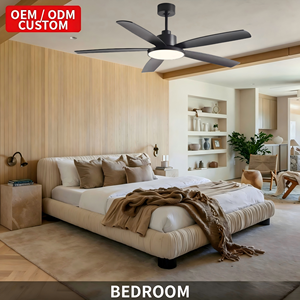 Ventilateur de plafond intérieur noir de 52 pouces avec lumière LED et télécommande, 5 pales, construction métallique, moteur DC silencieux, design moderne - Product Image 5