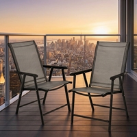 Chaise de jardin pliante en métal noir, design moderne, imperméable, légère, portable, pour extérieur, villa, salon, patio, siège lounge en maille