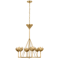 Lampe suspendue en forme de bourgeon de lotus doré rétro américain, salle à manger, métal, Alberto, grand lustre linéaire, luminaire suspendu antique