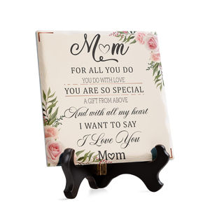 Plaque en céramique personnalisée, cadeau d'anniversaire, décoration de maison, pour fête des mères - Product Image 1