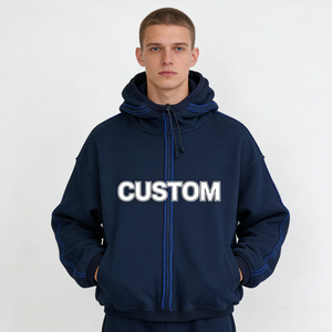 <span class=keywords><strong>Felpa</strong></span> <span class=keywords><strong>con</strong></span> <span class=keywords><strong>Cappuccio</strong></span> Oversize <span class=keywords><strong>Blu</strong></span> Navy <span class=keywords><strong>con</strong></span> Zip, Cuciture <span class=keywords><strong>Blu</strong></span> <span class=keywords><strong>e</strong></span> Stampa Personalizzata, Abbigliamento Casual da Uomo, Comoda <span class=keywords><strong>Felpa</strong></span> Streetwear - Product Image 2