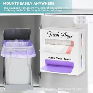 Double Layer Wall Mounted Trash Bag <b>Storage</b> <b>Box</b> With Partitions For <b>Kitchen</b> Organization White Rectangle Shape - Product Image 2