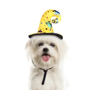 Topi hewan peliharaan yang dapat disesuaikan untuk anjing kucing topi kepala syal hewan peliharaan kostum Festival pesta Halloween Natal