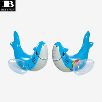 Bouée gonflable requin en PVC robuste avec poignées, jouet aquatique d'été pour enfants et adultes