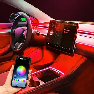 Dekorasi Suasana Led Interior Mobil Lampu Ambient Serat Warna Asap Transparan Kontrol Aplikasi untuk Mobil