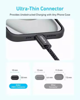 Câble de charge rapide USB-C vers USB-C Zolo 240W en nylon tressé, connecteur fin anti-salissures pour écouteurs et appareils mobiles
