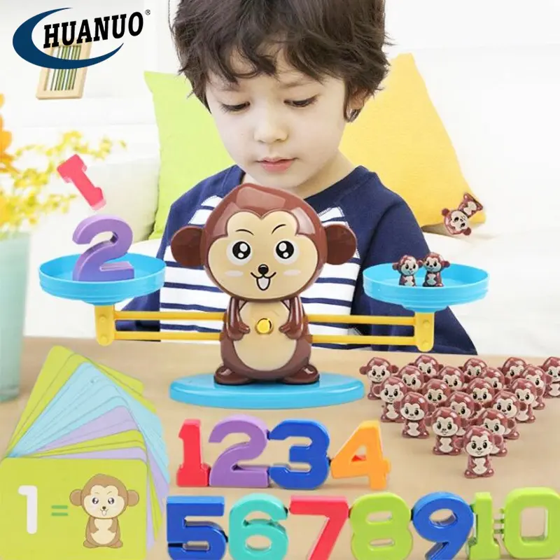 Brinquedo macaco equilíbrio torre, crianças divertidas, brinquedos educativos, número, matemática, crianças, jogo de equilibramento