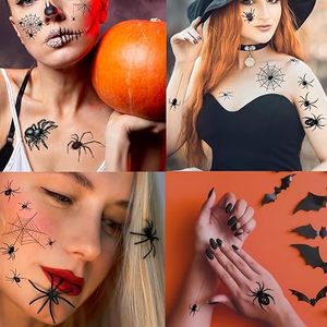 30 feuilles de tatouages temporaires toile d'araignée pour Halloween, kit de maquillage d'Halloween, tatouages pour le visage, faux tatouages réalistes 3D en forme de toile d'araignée - Product Image 2