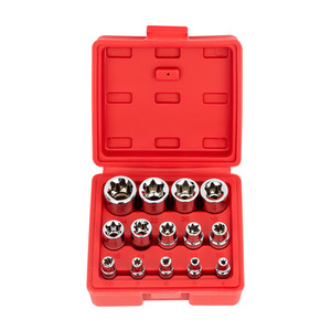 Jeu de douilles Torx E femelles 14 pièces/ensemble, embouts 1/2 ", 3/8 ", 1/4 ", E4 - E24, outils de réparation, jeu d'outils à main - Product Image 1