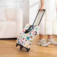 Chariot de courses pliable à deux roues, design moderne et minimaliste, avec sac de rangement en tissu Oxford grande capacité, chariot domestique portable