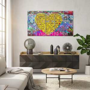 Arte en lienzo con grafitis: Impresión decorativa de pared estilo Banksy, estilo bohemio, JUEGO DE 5 LIEÑOS - Product Image 3