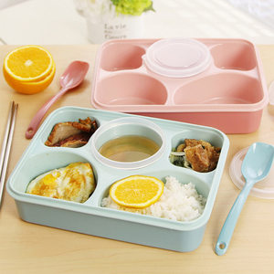 Sin BPA, 1000ml, hermético, 4 compartimentos, fiambrera escolar para jardín de infantes, caja Bento dividida, contenedor de comida calentable, cuchara para niños y adultos - Product Image 2
