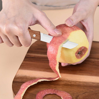 Logo personnalisable Manche en bois Éplucheur 6 pièces et couteau de cuisine multifonctionnel avec couteau à steak dentelé durable
