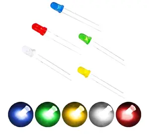 Luz LED de diodo F3, 3MM, F5, 5MM, 1000 unidades/bolsa, Color rojo, verde, azul, blanco, amarillo, directo al conjunto, precio de fábrica