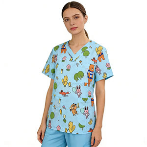 Uniformes de Enfermería con Envío Directo, Uniformes Médicos para Enfermeras, Diseño de <span class=keywords><strong>Camiseta</strong></span> con Estampado de Dibujos Animados, Uniformes Médicos para Mujer - Product Image 5