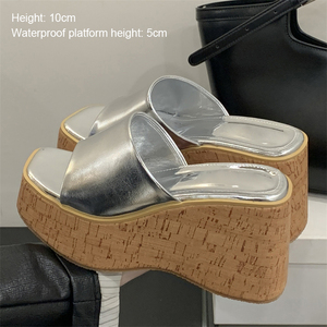 Sandales d'été 2025 en bois blanc pour l'extérieur, à talon haut, avec semelle épaisse, tendance mode, antidérapantes - Product Image 6