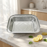 Barquette jetable en aluminium 1900 ml, plaque de cuisson oblongue avec couvercles transparents, compatible four, qualité alimentaire