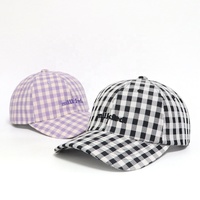 Casquettes de baseball personnalisées de haute qualité avec logo brodé, motif à carreaux, 6 panneaux, style OEM/ODM, vente en gros, pour femmes