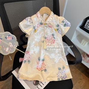Abito Estivo Stile Cheongsam Cinese per Bambine, Elegante <span class=keywords><strong>Vestito</strong></span> Lungo Casual per Bambini, Bellissimo Abbigliamento per Ragazze - Product Image 2