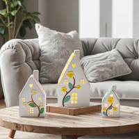 Adorables maisons de village en céramique style Art déco minimaliste, figurines de table mobiles, décoration intérieure, cadeau de remise de diplôme ou d'anniversaire
