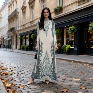 Premium Sequins Embroidery Polyester Abaya for Muslim Women Elegant Custom <b>Evening</b> Party Dress Wholesale - Product Image 1