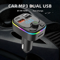 Lecteur MP3 pour voiture, chargeur rapide QC3.0, double USB-C, double USB 5.0, récepteur/émetteur FM, écran numérique bleu, design cyberpunk