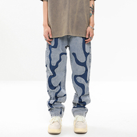 LILUO Nouveau Style Hommes Distressed Détruit Badge Pantalon Art Patches Jeans Slim Pantalon Hommes Denim Jeans