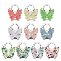 Gantungan Tas Bentuk Kupu-kupu Warna-warni Berkilau, Harga Pabrik, Bahan Zinc Alloy, Lipat, Penyangga Tas Meja