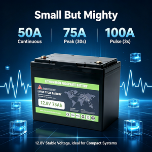ชุดแบตเตอรี่75Ah LiFePO4ลึก12.8V 960Wh แบตเตอรี่ลิเธียมไอออน50A BMS สำหรับเก็บพลังงานแสงอาทิตย์ - Product Image 2