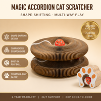 Griffoir pour chat en carton accordéon, pliable, avec jouet à bille pour chats d'intérieur, soin des griffes