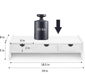 Support de bureau en PVC et bois personnalisé, support de moniteur blanc, rehausseur d'écran, étagère pour ordinateur portable avec tiroir organisateur - Product Image 6