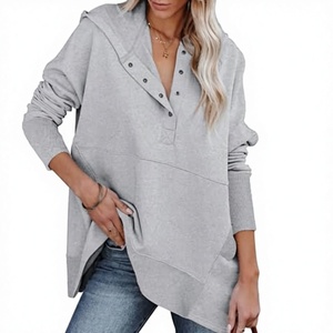 Veste polaire décontractée surdimensionnée pour femme, col en V, 80 % coton, 20 % polyester, respirante, ouverte sur le devant, chaude pour l'extérieur, collection automne-hiver - Product Image 3