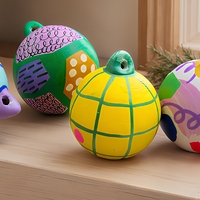 Boule de Noël abstraite peinte à la main, ornement rond suspendu, motif de couleurs vives, décoration d'arbre