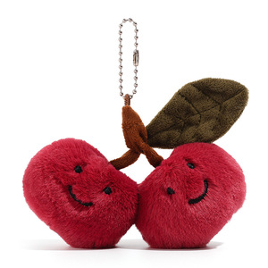 Porte-clés en peluche douce cerise <span class=keywords><strong>rouge</strong></span> mignonne en gros, jouet en peluche simulation fruit, poupée de <span class=keywords><strong>dessin</strong></span> <span class=keywords><strong>animé</strong></span>, breloque de sac, accessoires pour cadeau d'enfant - Product Image 5