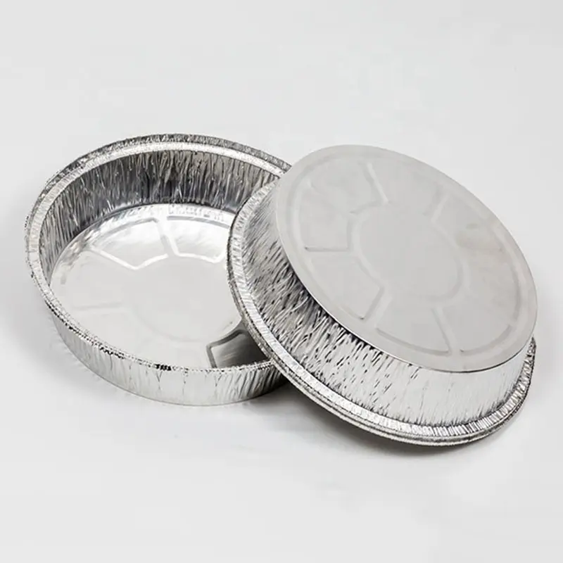 Custom Round Aluminium Foil Food Container 9 Inch Tray Food Aluminum Foil Container for Kitchen