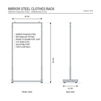 Porte-vêtements chromé à rail unique, joints soudés sans couture, base stabilisatrice, barre de montage facile, OEM/ODM, sur mesure pour boutique de vêtements