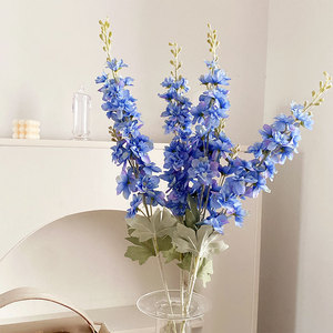 ดอกเดลฟีเนียมประดิษฐ์จากผ้าไหมสีฟ้า สีส้ม สีขาว ยี่ห้อ Timo Floral Art แบบ 2 ชั้น สำหรับตกแต่งงานแต่งงาน - Product Image 2