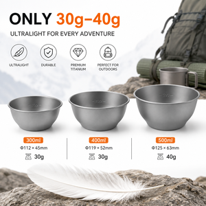 Bol en titane ultraléger à paroi simple pour le camping, la randonnée, la pêche, la vaisselle de camping en plein air, la vaisselle familiale légère - Product Image 3