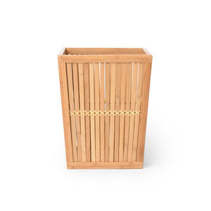 Cubo de basura de reciclaje ecológico cuadrado de bambú de alta calidad, papelera flexible apilable, fabricante directo al por mayor - Product Image 2