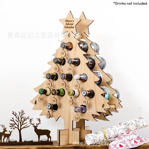 Wooden Christmas <b>Tree</b> Wine Rack Solid Wood Display <b>Stand</b> For Beverage Storage Under 10 Bottles - Product Image 5
