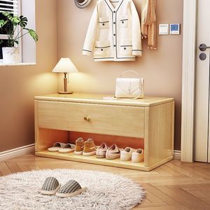 Solid Wood <b>Shoe</b> <b>Bench</b> With Drawer Entrance Hall Storage Organizer For Home Use - Product Image 4